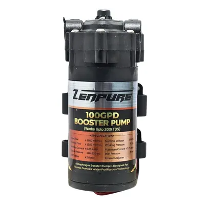 ZENPURE RO 100 GPD Booster Pump Upto 2000 TDS Compatible with All RO Water Purifiers