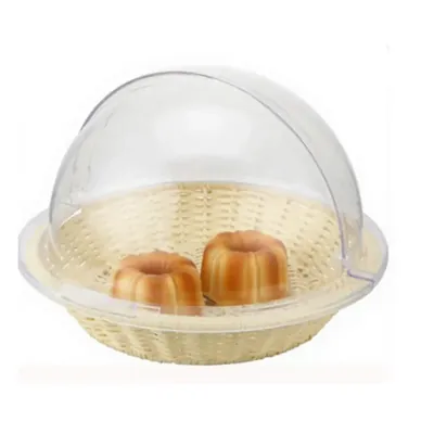 24 Inch Round Bread Basket with Roll Top Lid For Catering Services, Hotel Breakfast Buffets, Bakery and Café Displays