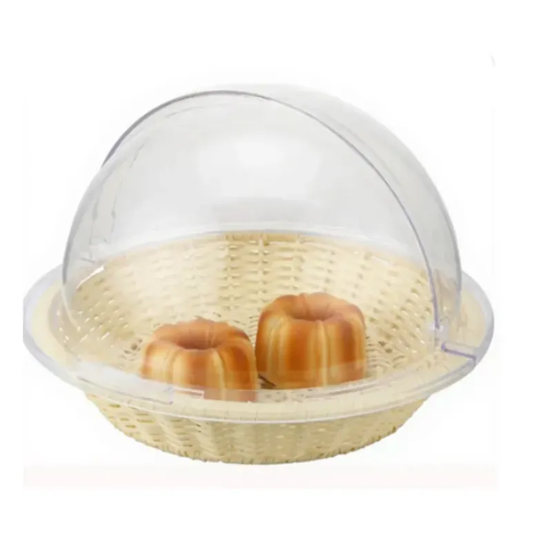 24 Inch Round Bread Basket with Roll Top Lid For Catering Services, Hotel Breakfast Buffets, Bakery and Café Displays