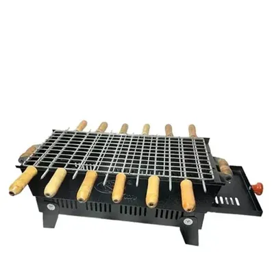 NE GRILLS 17 Inch Deluxe Quality Portable BBQ Grill with 12 Skewers