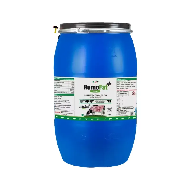 REFIT ANIMAL CARE Rumen Bypass Fat Powder for Cows, Buffalo, Goat, Cattle and Other Dairy Animals (Rumo Fat 50 kg Drum)