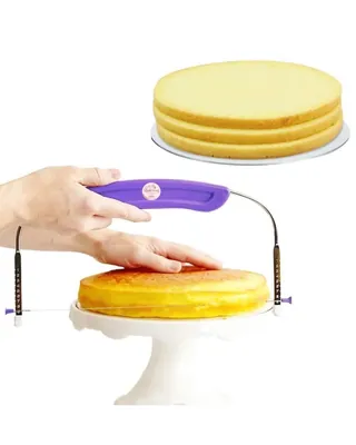 RINKLE TRENDZ Adjustable Small Cake Leveler/Cutter/Slicer with SS Wires and Purple Handle for Professional Baking Tools