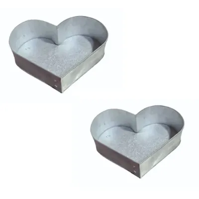Aluminium 6 Inch (Pack of 2) Heart Shape Cake Mould For Bakery Use