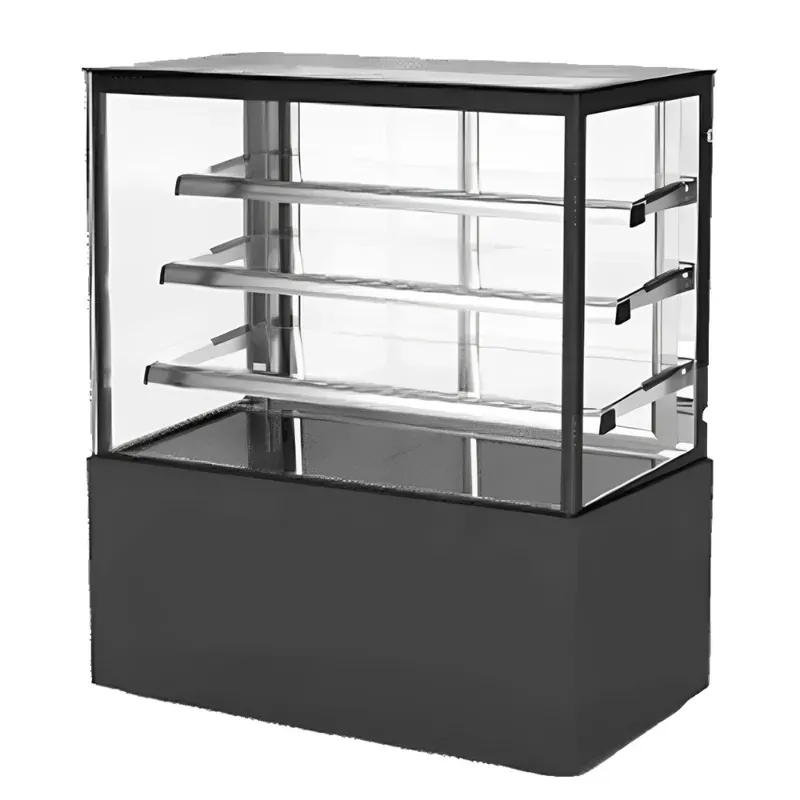 Elanpro EDC 902F3 Stainless Steel Refrigerated Cake Showcase, Flat Glass