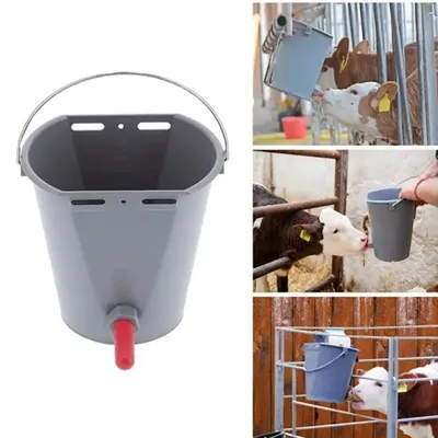 GODHAN Calf Feeding Bucket With 3 Nipples & 8 Litre Capacity