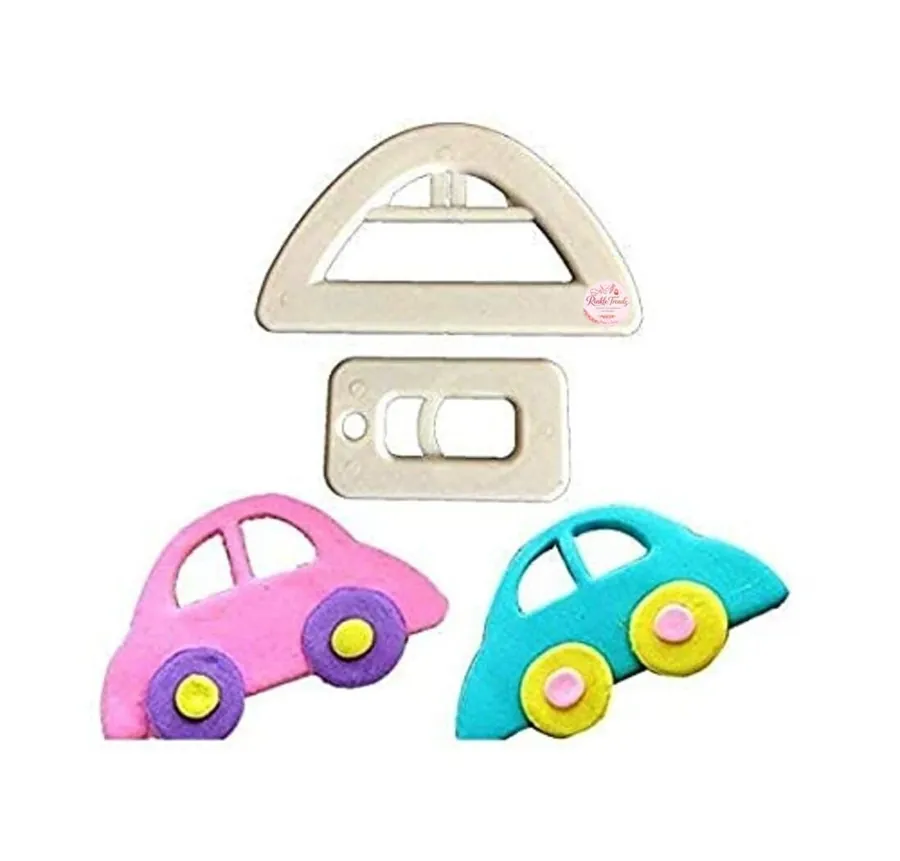RINKLE TRENDZ Plastic Car Fondant Cutter Set for Cake Decoration and Baking Clay Art
