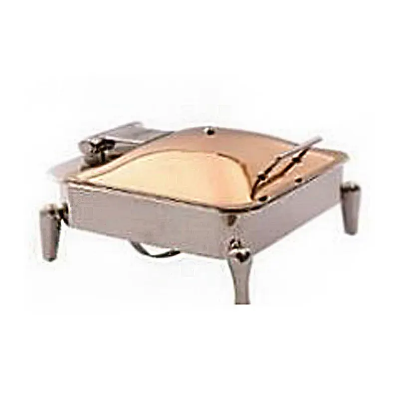 SS Square Chafing Dish, Cover Rose Gold With Bone Legs, 6 Litre, Stainless Steel