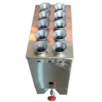 Commercial Gas Operated Single Burner 10 Tube Egg-Chicken Sausage Roll/Hot Dog Maker with Free Accessories, Aluminium Body