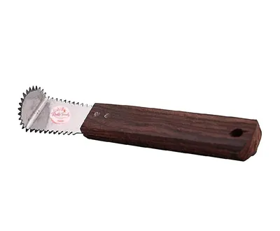 RINKLE TRENDZ Stainless Steel Wooden Coconut Scrapper & Grater with Ergonomic Brown Handle