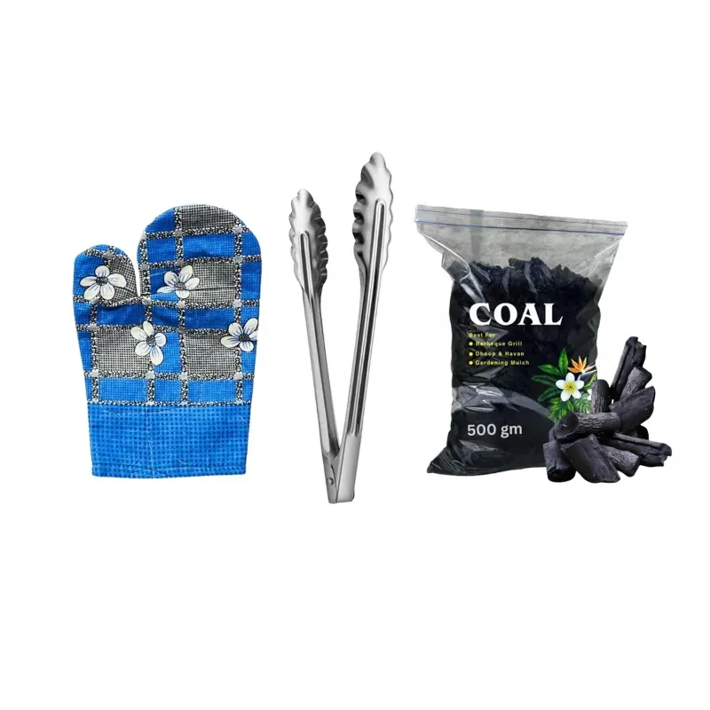 STARCAVE Combo of Glove, Tong and 500 g of Coal for Barbeque and Grills