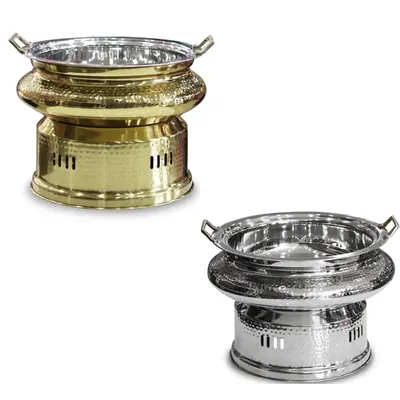 Malabar Combo of Hammered Stainless Steel Silver and Gold Round 8 Litre Chafing Dish
