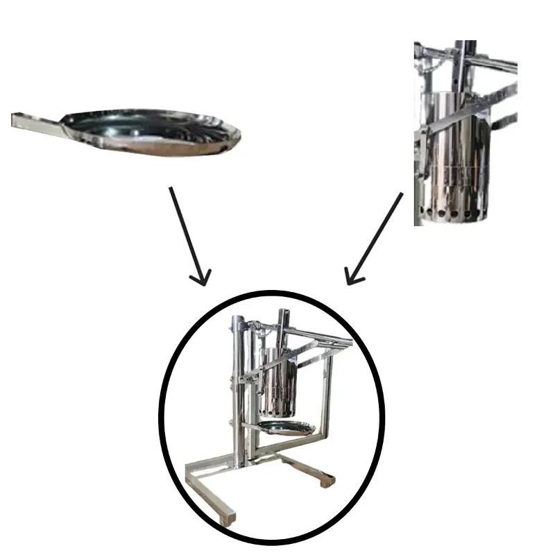 Combo of Collection Tray and Barrel for Manual Big Manchurian Ball Cutting Machine with Supporting Plate and SS Body