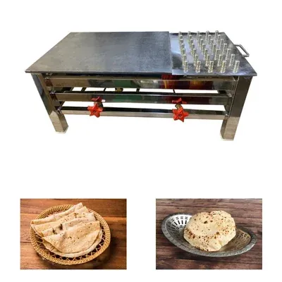 Heavy Duty Stainless Steel 2 Knob Commercial Roti Bhatti (Weight 25 kg)