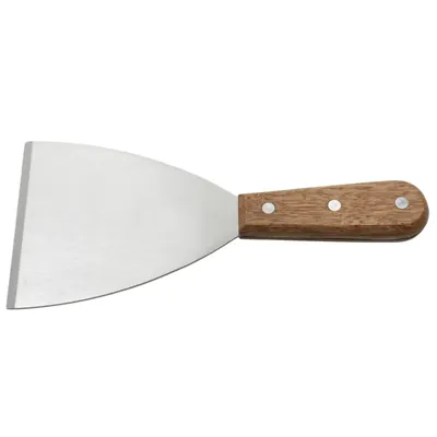 Smart Chef 4 Inch Stainless Steel Scraper Spatula with Wooden Handle, Professional Dough Scraper (HM40302)(Pack-1 pc)