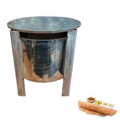 Commercial Gas Operated Stainless Steel Round Dosa Bhatti, With 12 mm Tawa