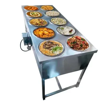 Heavy Duty 10 Pot Electric Bain Marie For Buffet Purpose 3 kW, SS Body with Temperature Controller