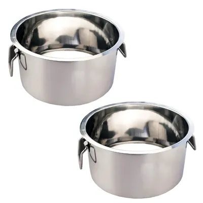 Premium 3 mm Thick Surti Round Tope, Pack of 2, Stainless Steel Cooking Pots/Patila with Handle for Kitchens (Size No.29)