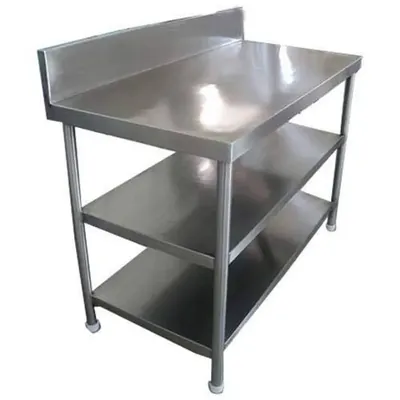 SS 36 x 24 x 34+6 Inch Commercial Use Work Table with Bottom Shelf and Backsplash