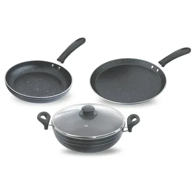 Skyline (Pack of 6) VTL-8600 Non-Stick Cookware Set, 220 mm Frying Pan, 250 mm Dosa Tawa & 220 mm Kadhai