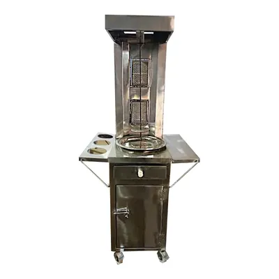 Commercial Counter Trolley Type Shawarma Machine With 20 kg Meat Holding Capacity, 2 Imported Burner and Thali