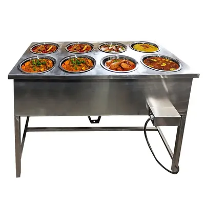 Heavy Duty 8 Pot Electric Bain Marie For Buffet Purpose 1.5 kW, SS Body, Single Phase