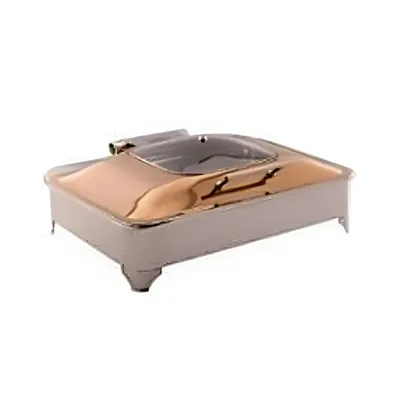 SS Rectangular Half Glass Chafing Dish Cover Rose Gold W/E Frame for Large Scale Banquets & Five-Star Hotel Buffets