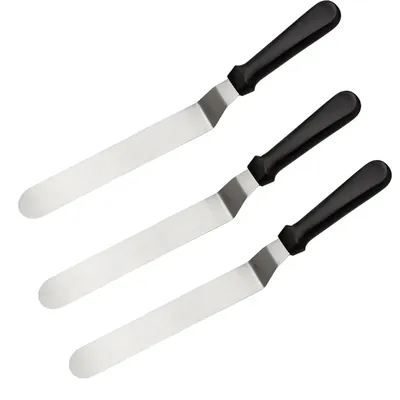 Smart Chef HS30201 Pallet Knives 3pcs, Cranked 4-Inch Blade Length, Spatula Set for Cake Decorating, Icing