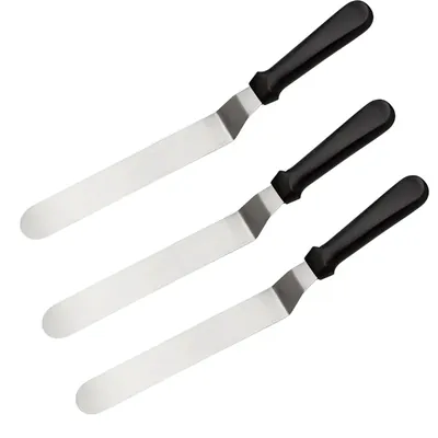Smart Chef HS30109 Pallet Knives 3pcs, Cranked 12-Inch Blade Length, Professional Spatula Set for Cake Decorating, Icing