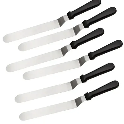 Smart Chef HS30201 Pallet Knives 6pcs, Cranked 4-Inch Blade Length, Spatula Set for Cake Decorating, Icing