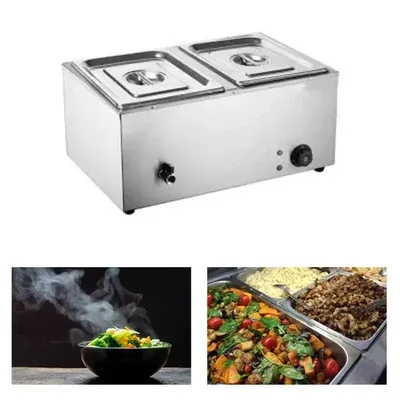 Heavy Duty Stainless Steel 2 Pan Electric Bain Marie, 1.5 kW