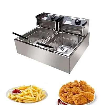 SS Commercial 5 L+5 L Electrical Standing Double 3000 W Deep Fryer with 30% Less Current Consumption Heating Element