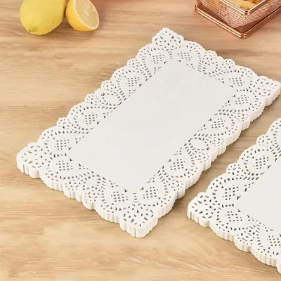 POCHEON ® 16 x 12 Inch Disposable Rectangular Paper Doilies for Food, Cakes, Baked Goods, Desserts, Tableware (Pack-100 Pcs)
