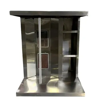 Commercial SS Table Top Double Burner Gas Shawarma Machine with 20 kg Meat Holding Capacity