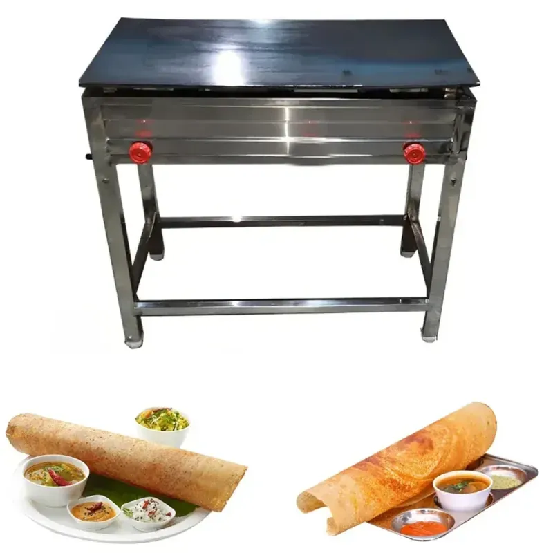 Stand Type 18 x 36 Inch 2 Burner Dosa Bhatti with 15 mm Tawa Thickness with Stainless Steel Body