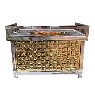 24 x 24 x 13 Inch Gold Plated Single Burner Dosa Bhatti with 10 mm Thick Tawa