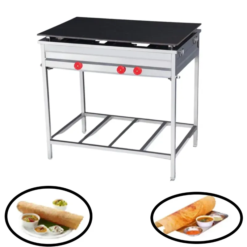 Gas Operated 24 x 36 Inch, 3 Burner Dosa Bhatti, 10 mm Thick Tawa For Fast Food Centers