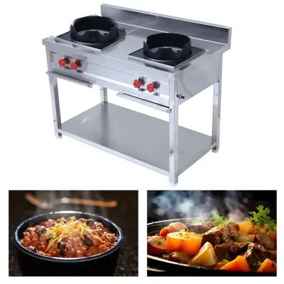 Commercial Stainless Steel 24 x 42 Inch Double Chinese Wok Burner Gas Bhatti