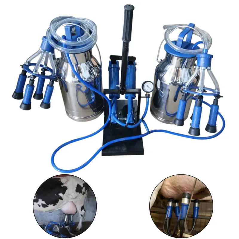 Double Bucket Hand Operated Milking Machine With 12 x 2 Litre SS Bucket for Cows & Buffaloes