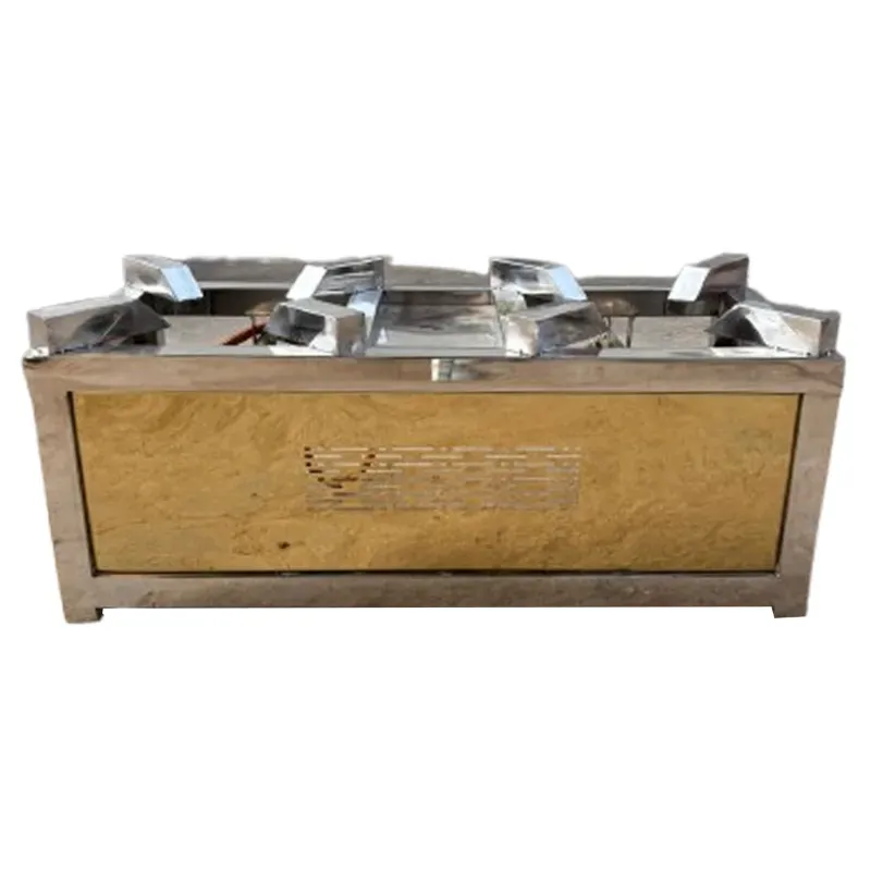 14 x 34 x 14 Inch Stainless Steel Double Burner Golden Pattern Gas Bhatti for Catering Business Purpose
