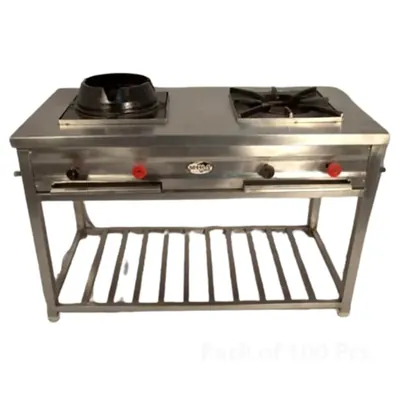 Mira Steels Steel 48 x 24 x 30 Inch Stainless Steel Double Burner Range