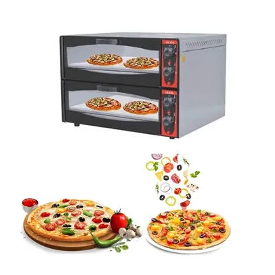 AKASA PO 118 STN DBL 18 x 18 Inch Stone Base Stainless Steel Pizza Oven, 5600 W