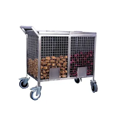 Double Layer SS Onion/Potato Trolley 100 kg Capacity With Attached Lid, Castor Wheels facility