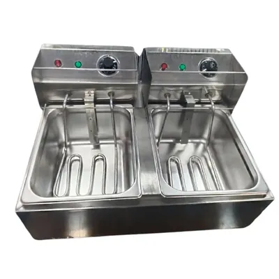 Heavy-Duty Double Pan 8+8 L Electric Operated Deep Fat Fryer 4000 W With Stainless Steel Body
