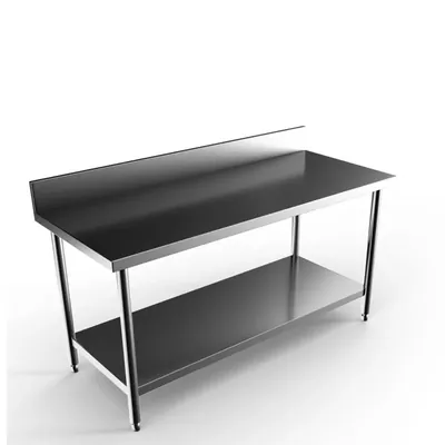 SS 60 x 24 x 34 Inch Multipurpose Rectangular Work Table with Under Shelf and 4 Inch Backsplash
