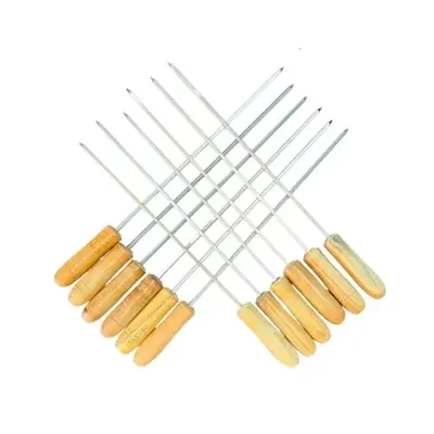 10 Inch Barbeque Grill Skewers with Wooden Handle (Pack of 12 pcs)