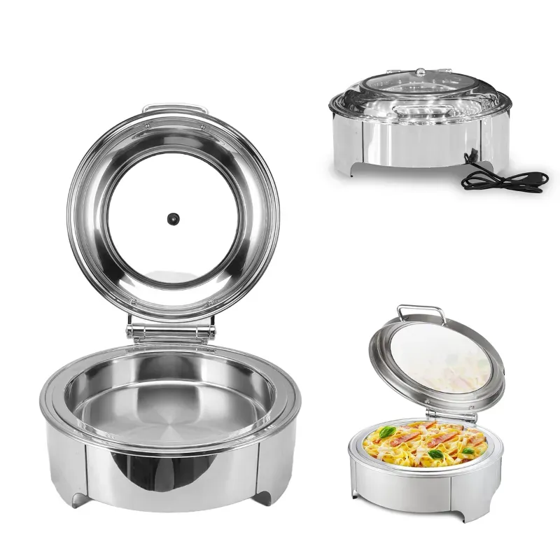 Malabar Stainless Steel Electric Round Buffet Chafing Dish of 6 Litre Capacity