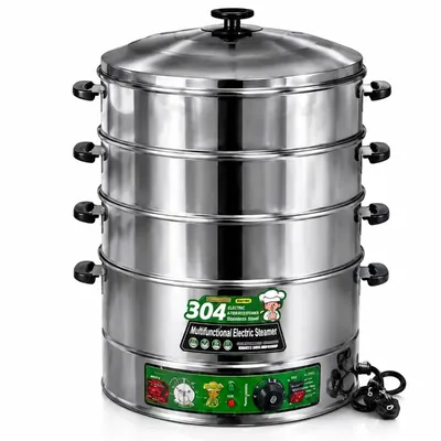 4 Tier Electric Commercial Stainless Steel 40 cm Corn, Momo & Rice Steamer