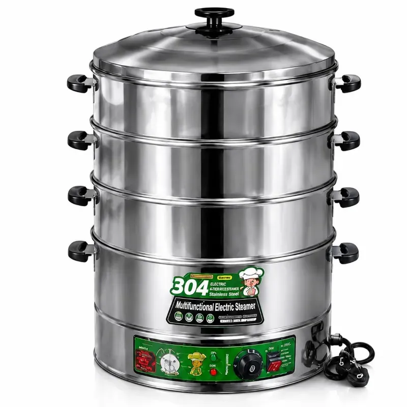 4 Tier Electric Commercial Stainless Steel 40 cm Corn, Momo & Rice Steamer