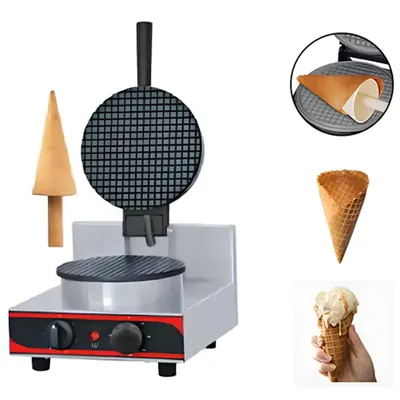 AKASA WCM 7 Waffle Cone Machine 7 Inch Circular, 1000 W with Free Wooden Cone