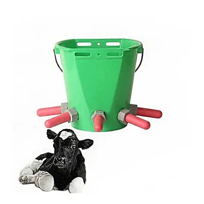 8 L Calf Milk Feeding Bucket with 5 Teat Nipples, Durable Farm Milk Feeder for Calves Feeding Solution